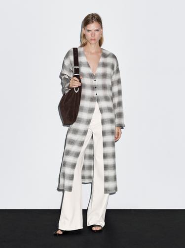 Zara Long check tunic dress - Gray