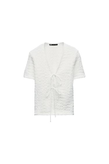 BOW TRIM TEXTURED TOP