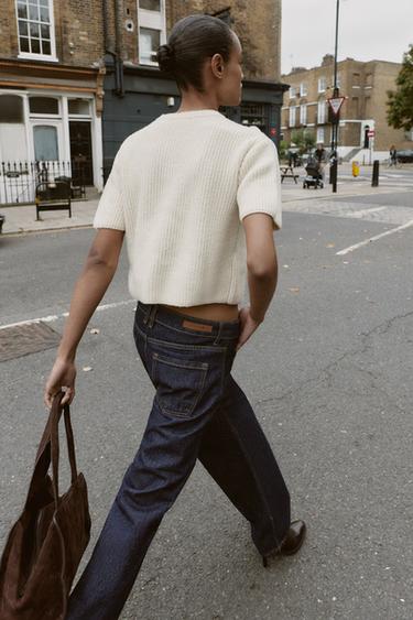 KNITTED TEXTURED FLORAL JUMPER - Ecru by Zara - Image 4