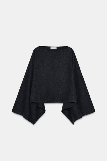 ASYMMETRIC SOFT CAPE - Dark grey by Zara
