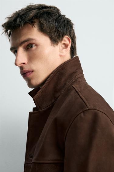 BLOUSON COUPE DÉCONTRACTÉE EN CUIR - Marron de Zara - Image 5