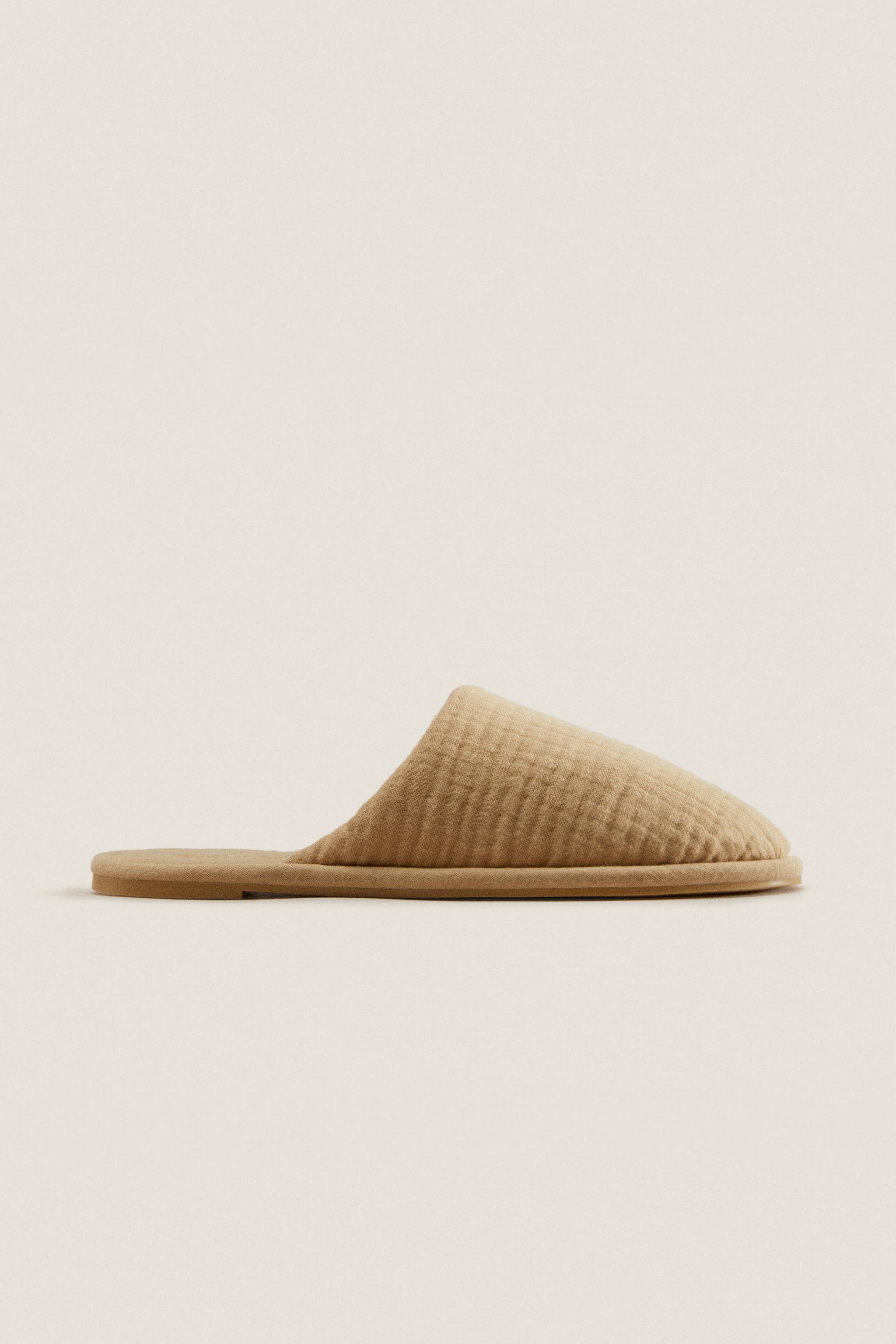 COTTON MUSLIN SLIPPERS - Off White