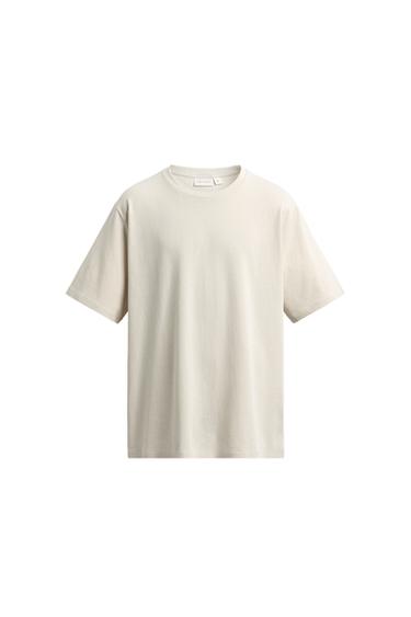 REGULAR FIT COTTON BLEND T-SHIRT - Light beige by Zara