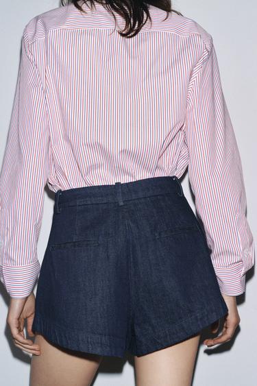 CHEMISE EN POPELINE À RAYURES COLLECTION ZW - rouge/bleu marine de Zara - Image 2