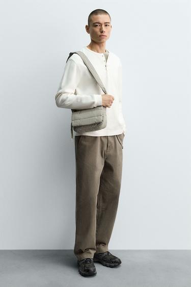 Zara QUILTED NYLON CROSSBODY BAG - Gray - Image 0