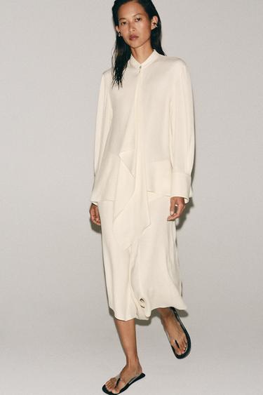 ZW COLLECTION PLEATED BOW BLOUSE - Ecru by Zara - Image 0