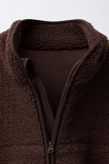 VESTE EFFET MOUTON LISERÉS - Marron de Zara - Image 6