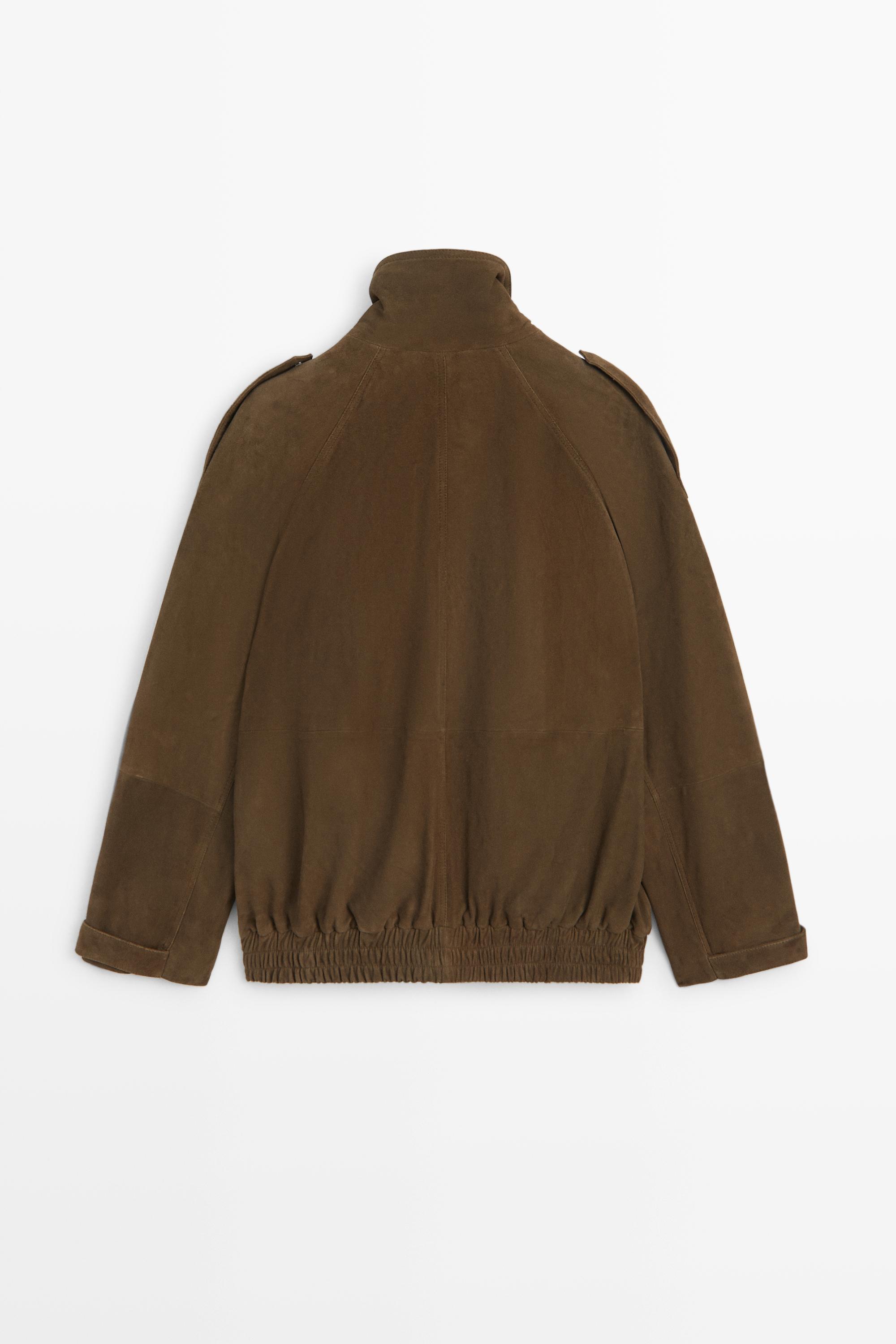 High collar suede bomber jacket