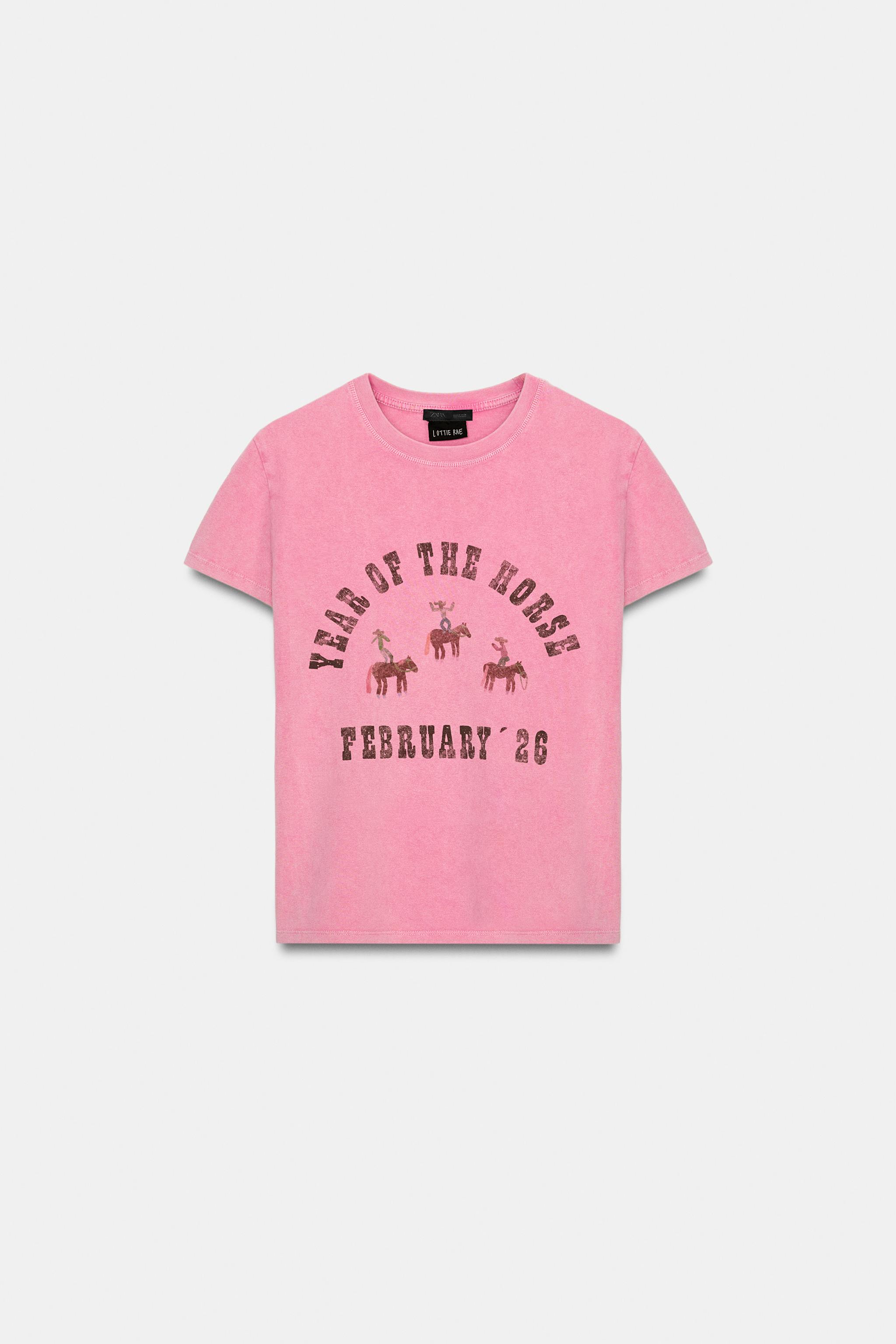 ロッティ・レイ柄Tシャツ - ピンク | ZARA Japan / 日本