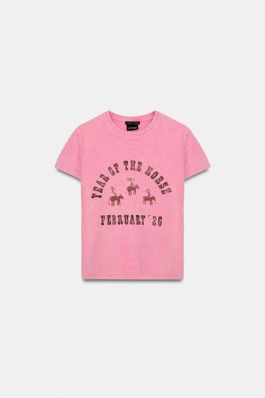 Zara LOTTIE RAE 印花 T 恤 - 粉紅色