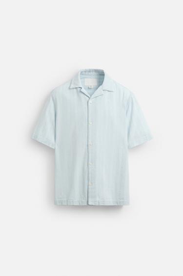 STRIPED JACQUARD SHIRT - Light blue by Zara