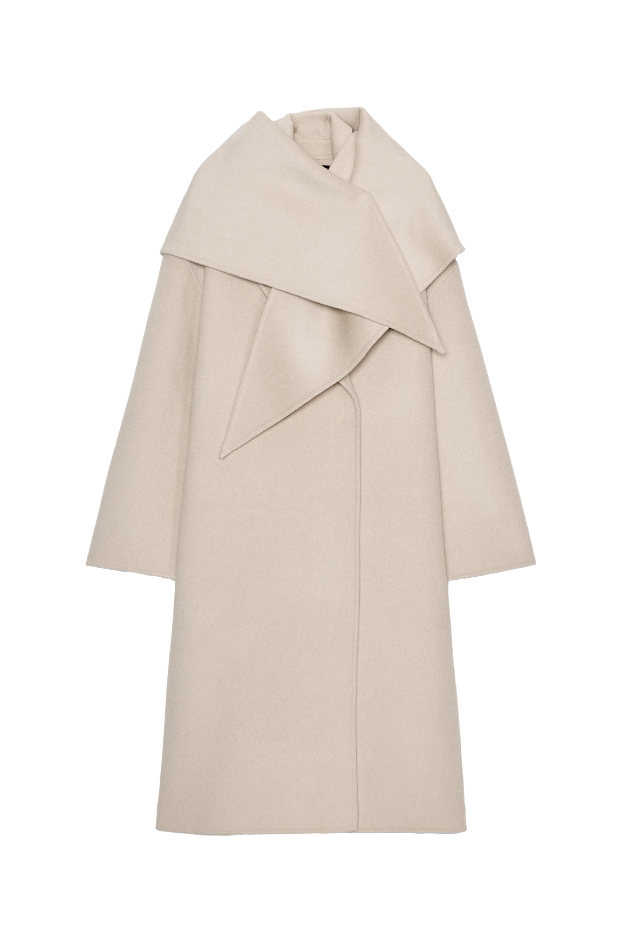 ウールスカーフコート　ZARA Lサイズ ZARA ZW オーバーサイズ ウールブレンド スカーフコート 限定！ (ZARA