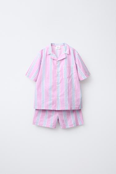 6-14 YEARS/ STRIPED SHIRT AND BERMUDA PYJAMAS - Pink by Zara - Image 0
