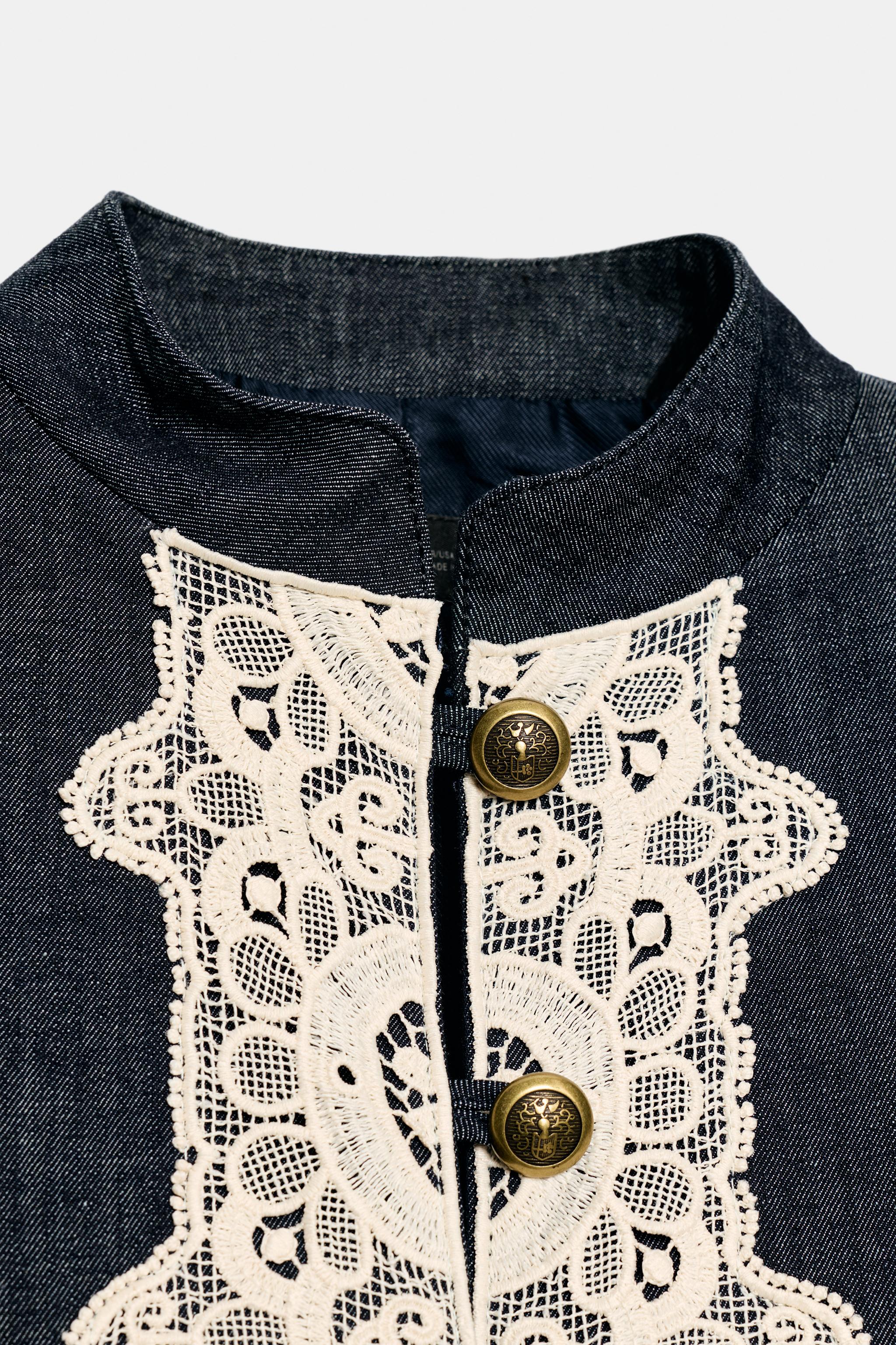 CROPPED LACE-TRIM JACKET