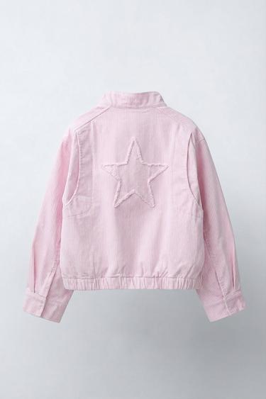 BLOUSON EN SERGÉ À RAYURES - Rose / Blanc de Zara - Image 3