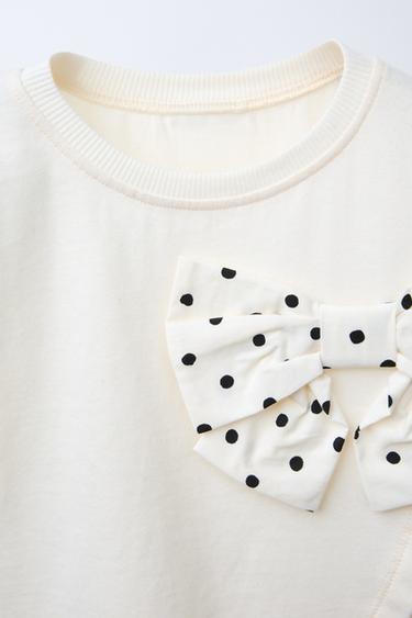 T-SHIRT NŒUD ASSORTI À POIS - Écru de Zara - Image 2
