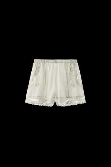 SHORTS MIT SPITZE UND STICKEREI – LIMITED EDITION - Cremefarben von Zara - Bild 0