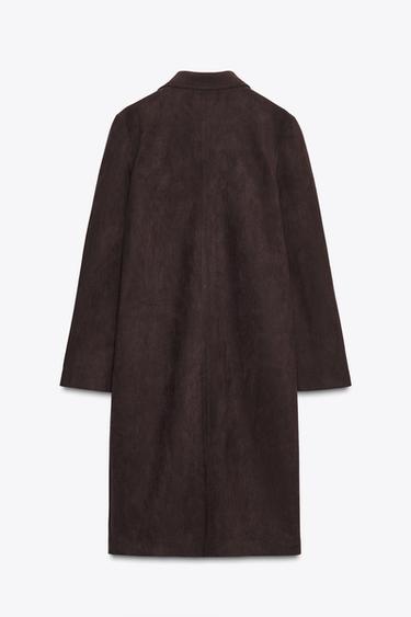 FAUX SUEDE FROCK COAT - chocolate by Zara - Image 1