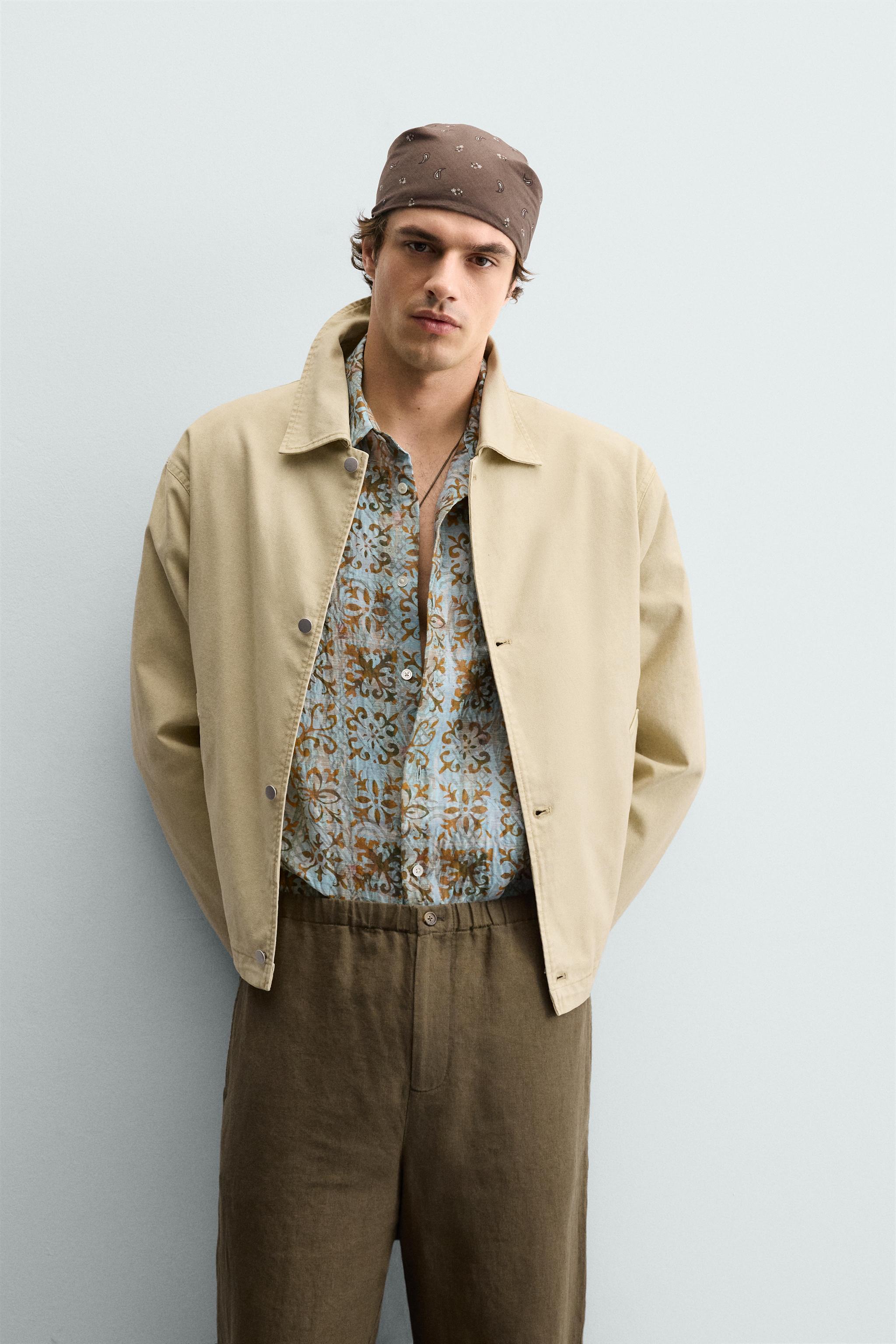 RELAXED FIT JACKET WITH CONTRAST LINING — camel