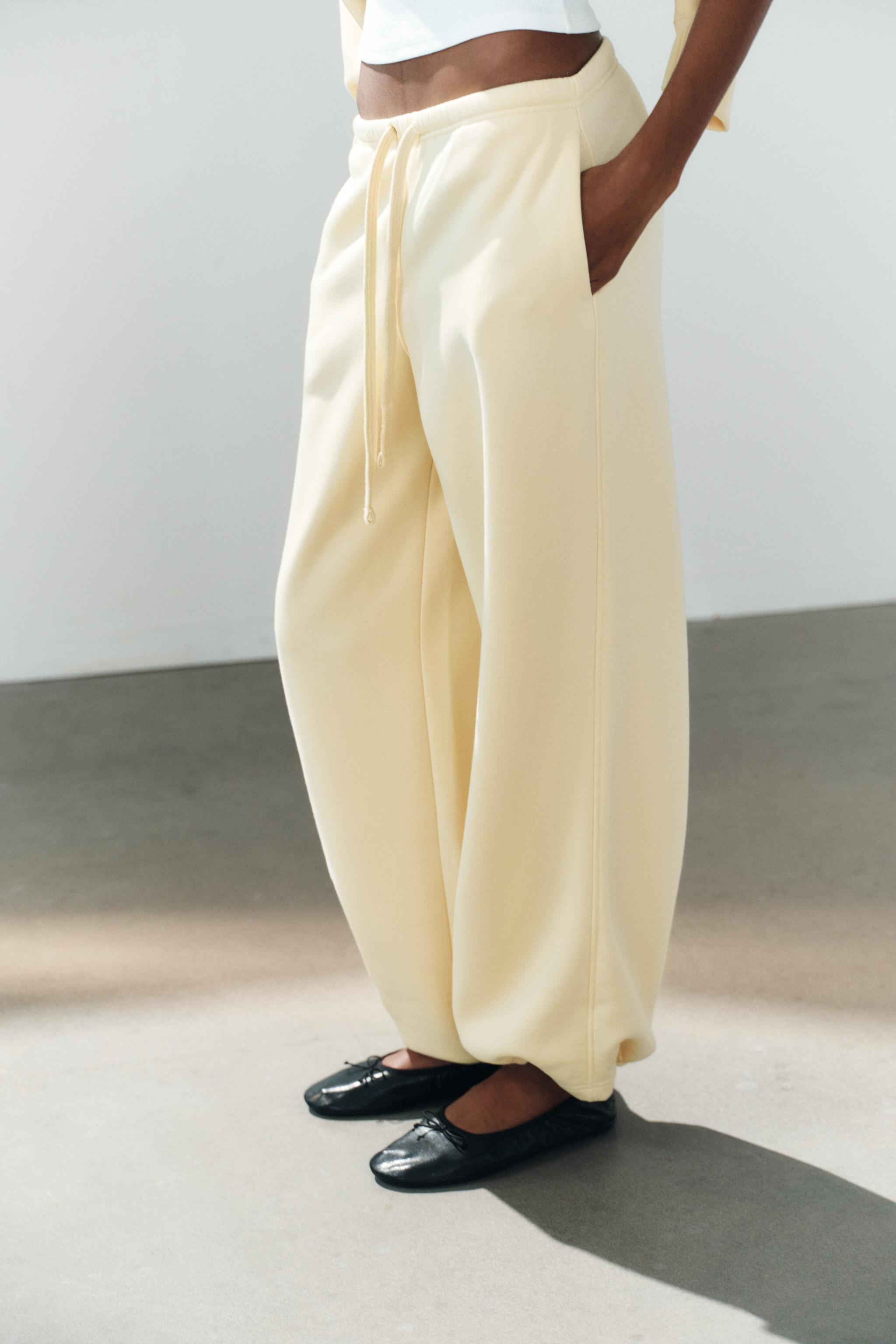 BASIC STRAIGHT-LEG SWEATPANTS WITH ADJUSTABLE HEM — Yellow