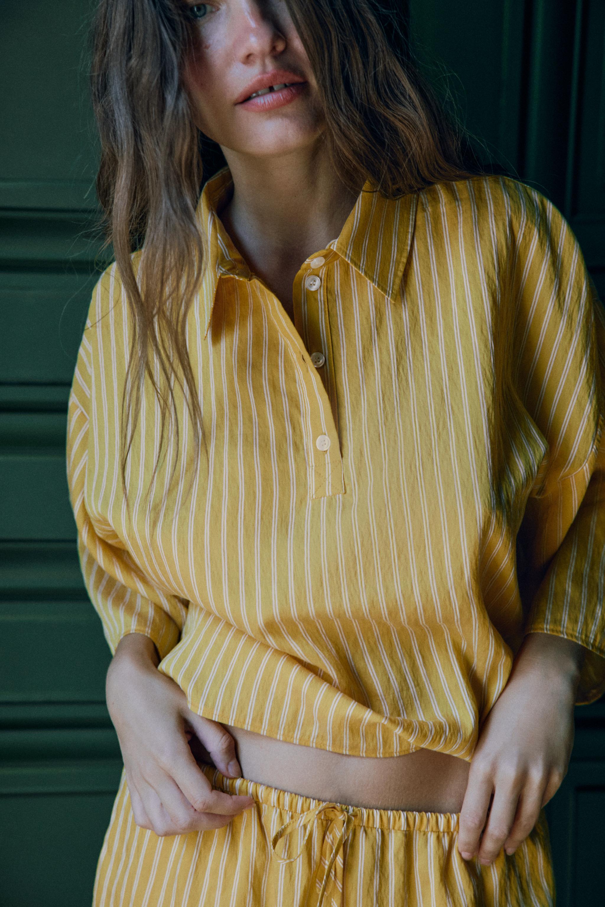 Женские шорты Zara STRIPED SHIRT AND SHORTS SET — фото 3