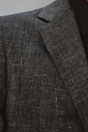 REGULAR FIT TEXTURED SUIT BLAZER - Dark brown by Zara - Image 4