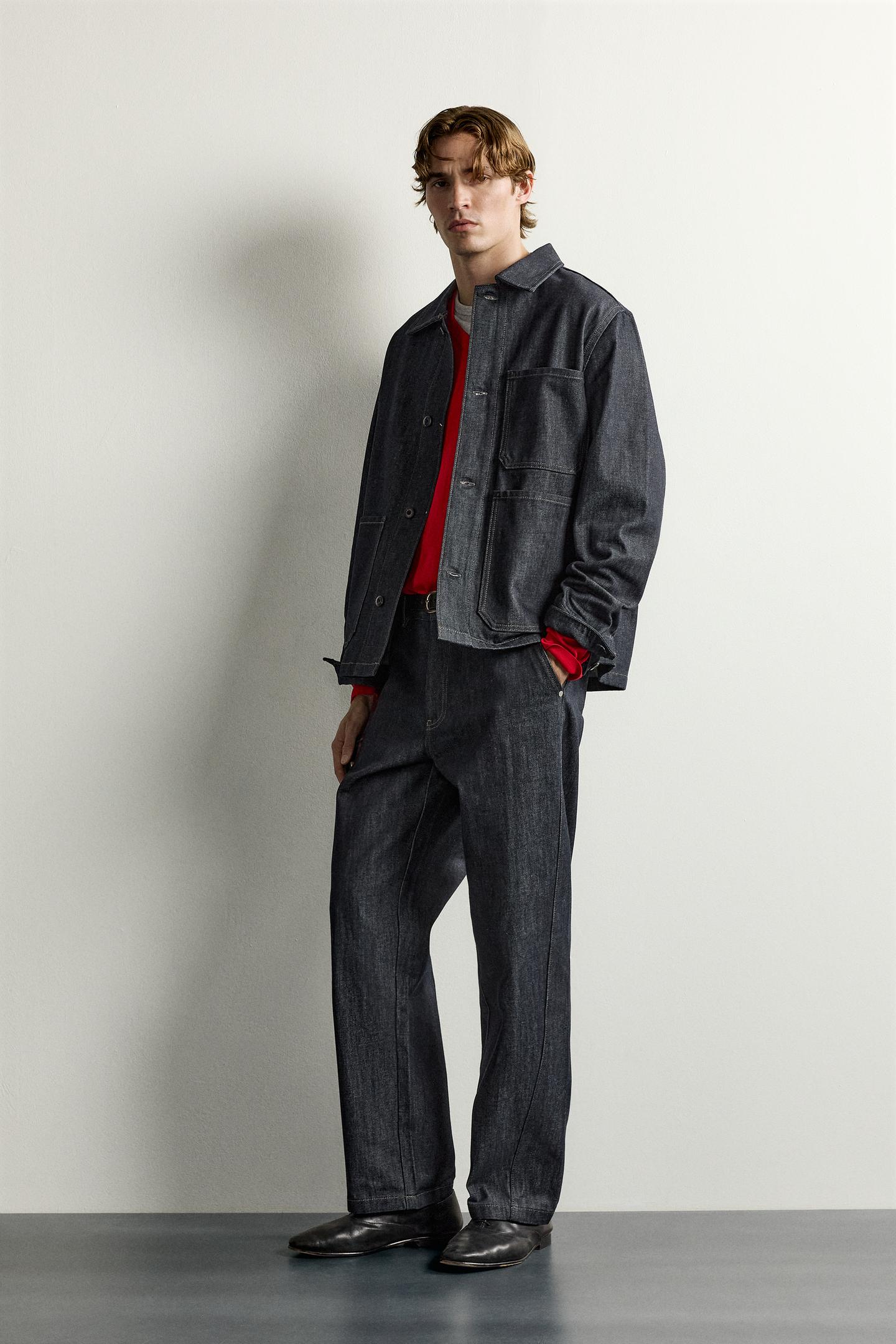 Мужские джинсы Zara Wide-Fit Hook-Fastening, цвет: Индиго — фото 4