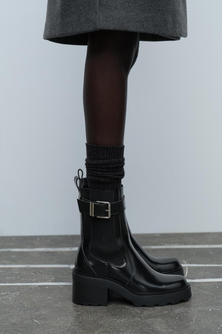 CHELSEA BUCKLE HEELED ANKLE BOOTS Black ZARA South Africa