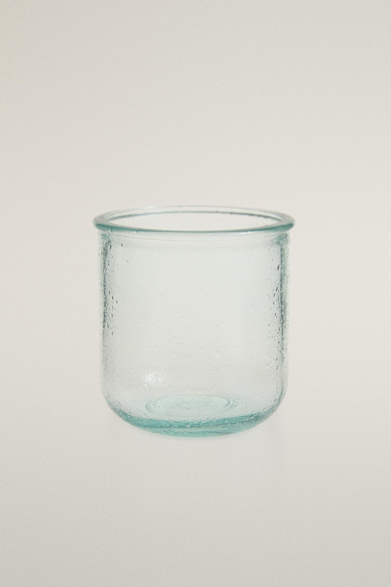 BUBBLED GLASS TOOTHBRUSH HOLDER — Blue