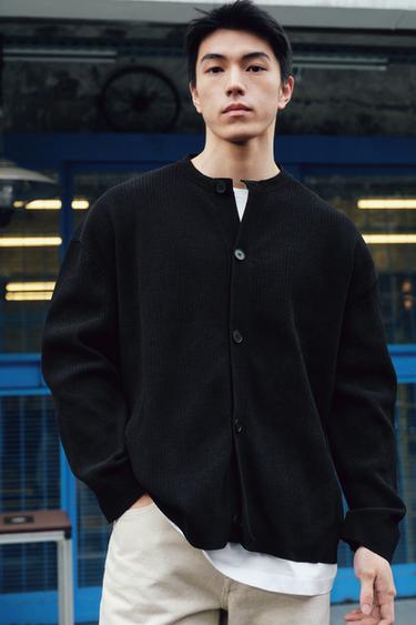 Zara 紋理開襟衫 - 黑色