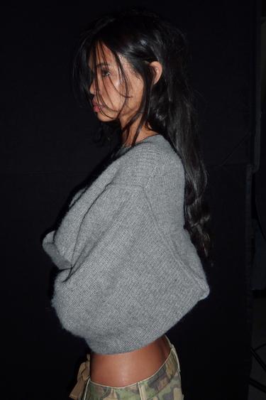 DROP ARMHOLE KNIT SWEATER — Gray marl 1