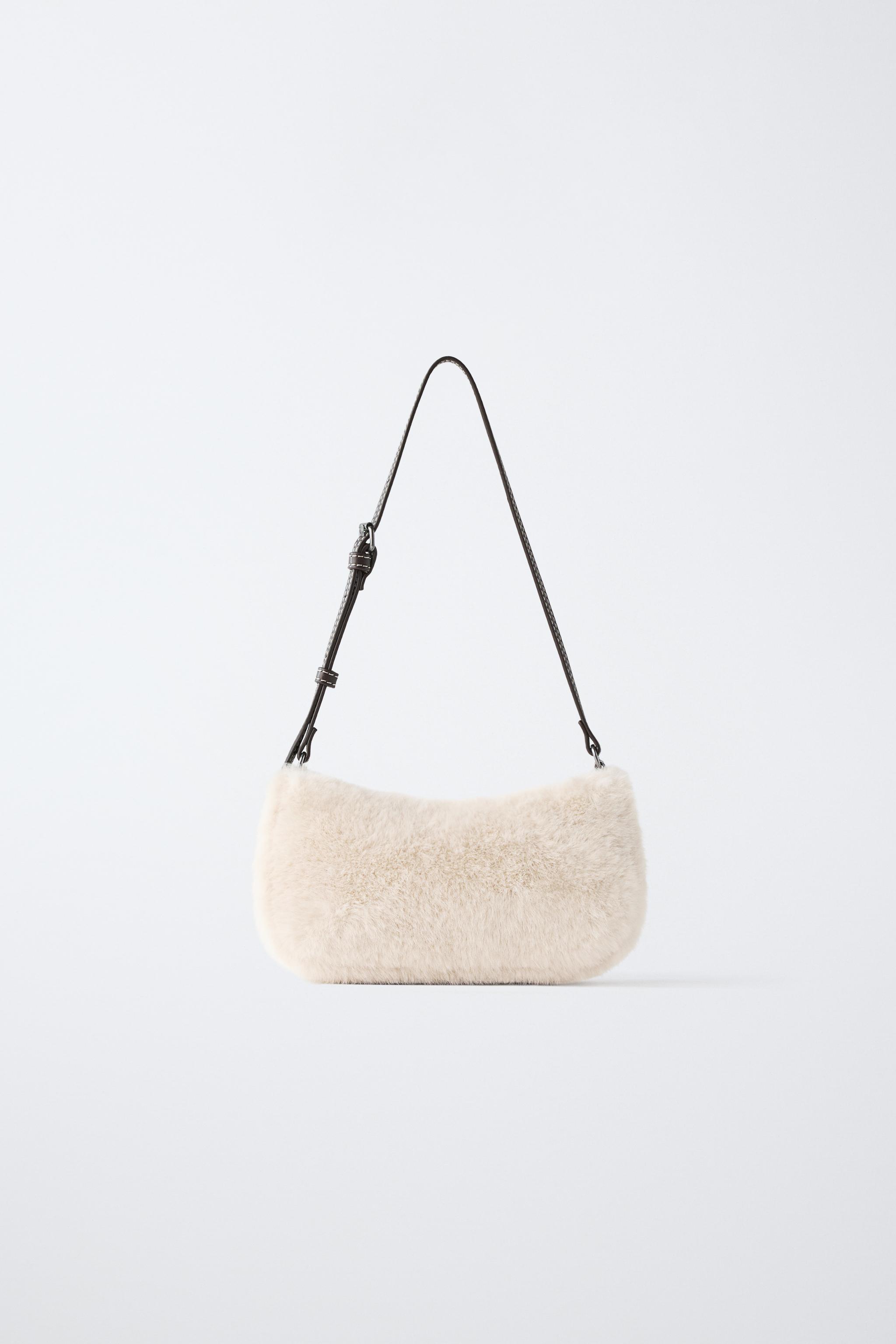 FAUX FUR SHOULDER BAG — Off White