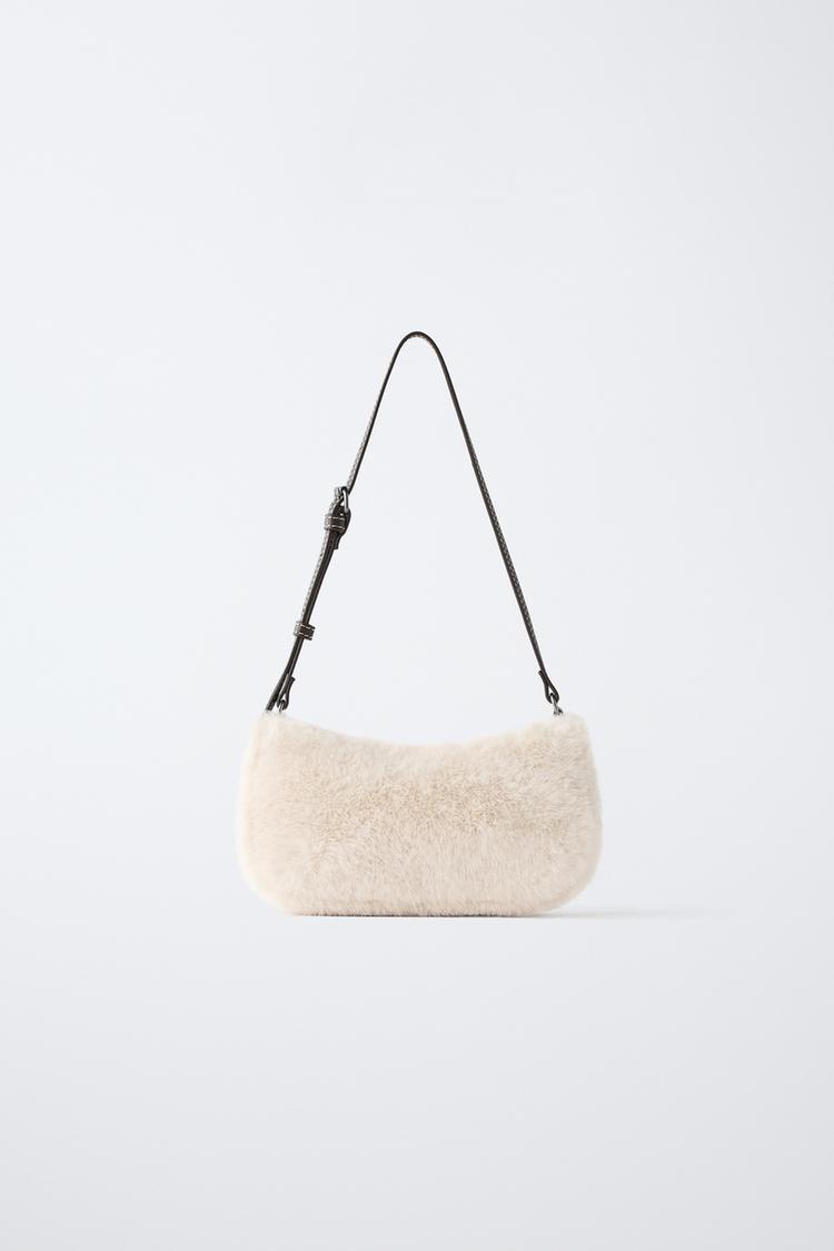 FAUX FUR SHOULDER BAG — Off White