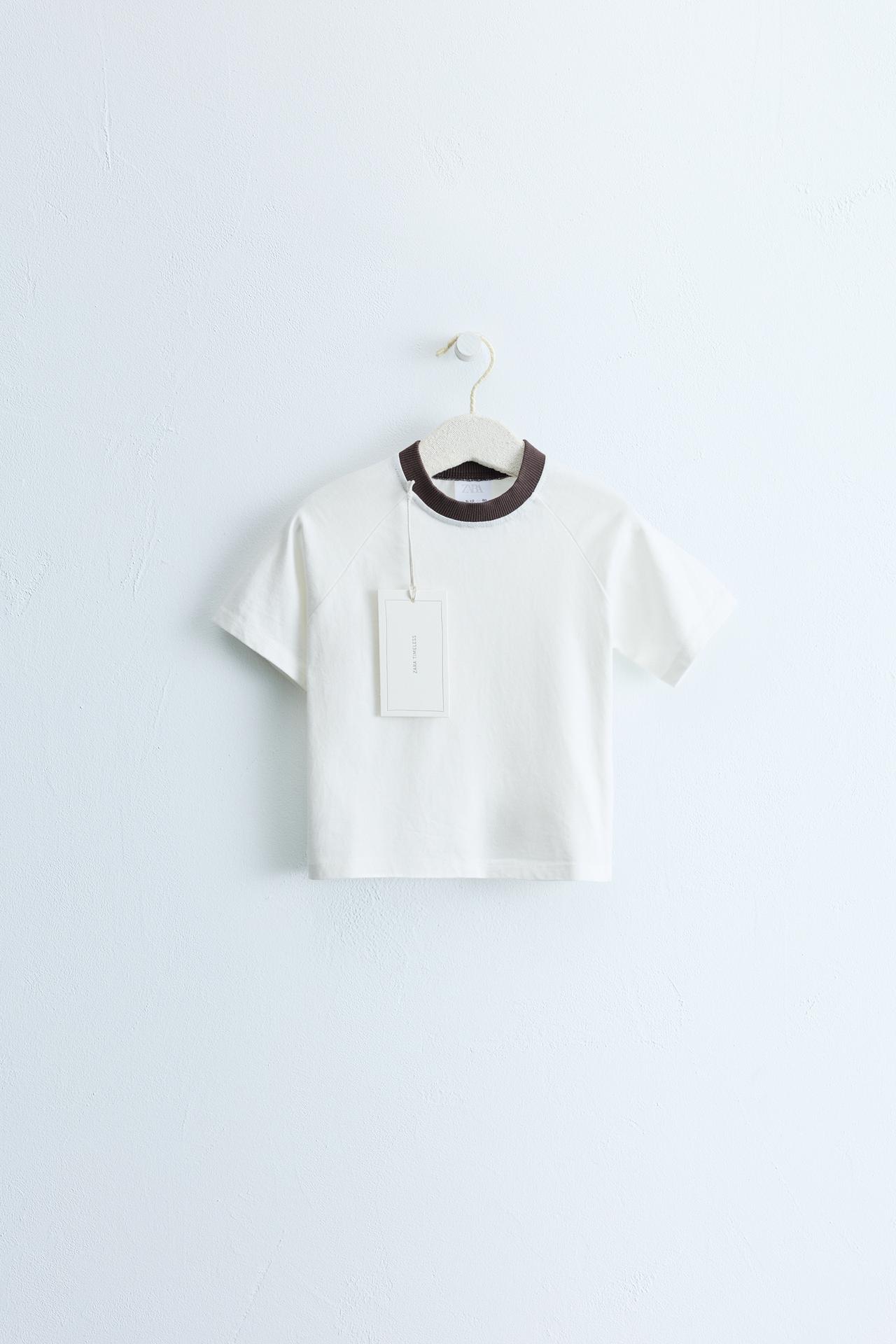 ZARA TIMELESS — ФУТБОЛКА С КОНТРАСТНЫМ ВОРОТНИКОМ