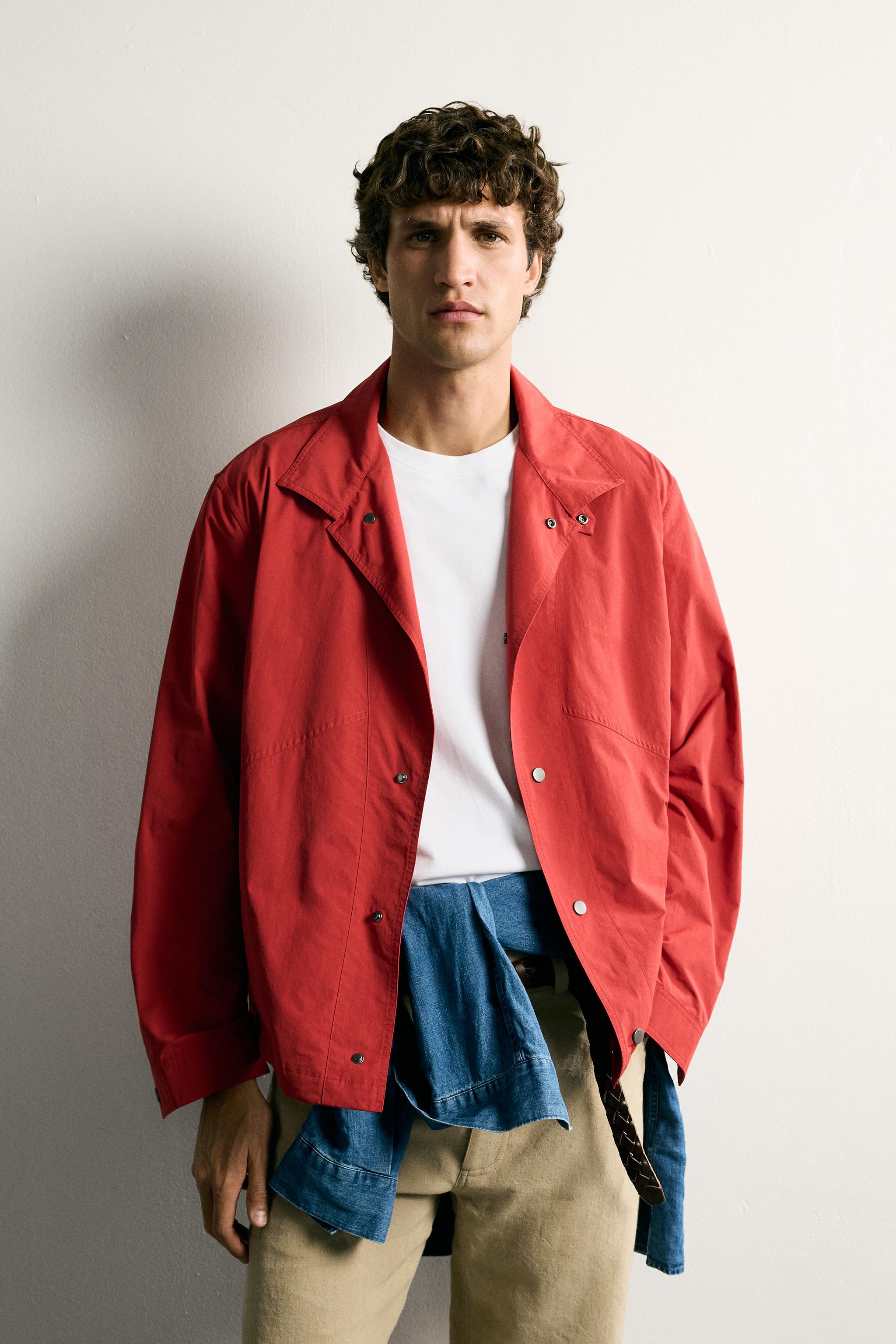 LIGHTWEIGHT TECHNICAL REGULAR FIT OVERSHIRT — Red