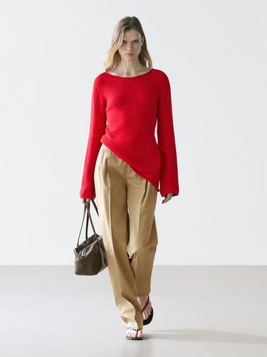 Zara Straight fit pants with pleated details - SAND/BROWN - Image 0