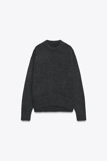 Zara RIB KNIT SWEATER - Gray marl