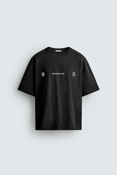 CAMISETA COM ESTAMPAS COMBINADAS - Preto da Zara