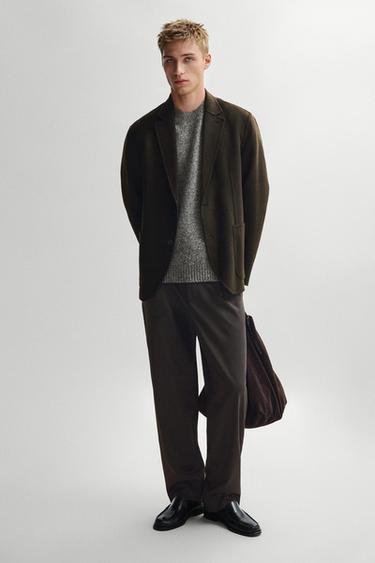 Zara Double-layer wool blend blazer - Chocolate - Image 0