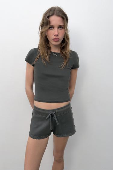 Zara LÜHIKESTE VARRUKATEGA T-SÄRK - Sinine/hall - Pilt 0