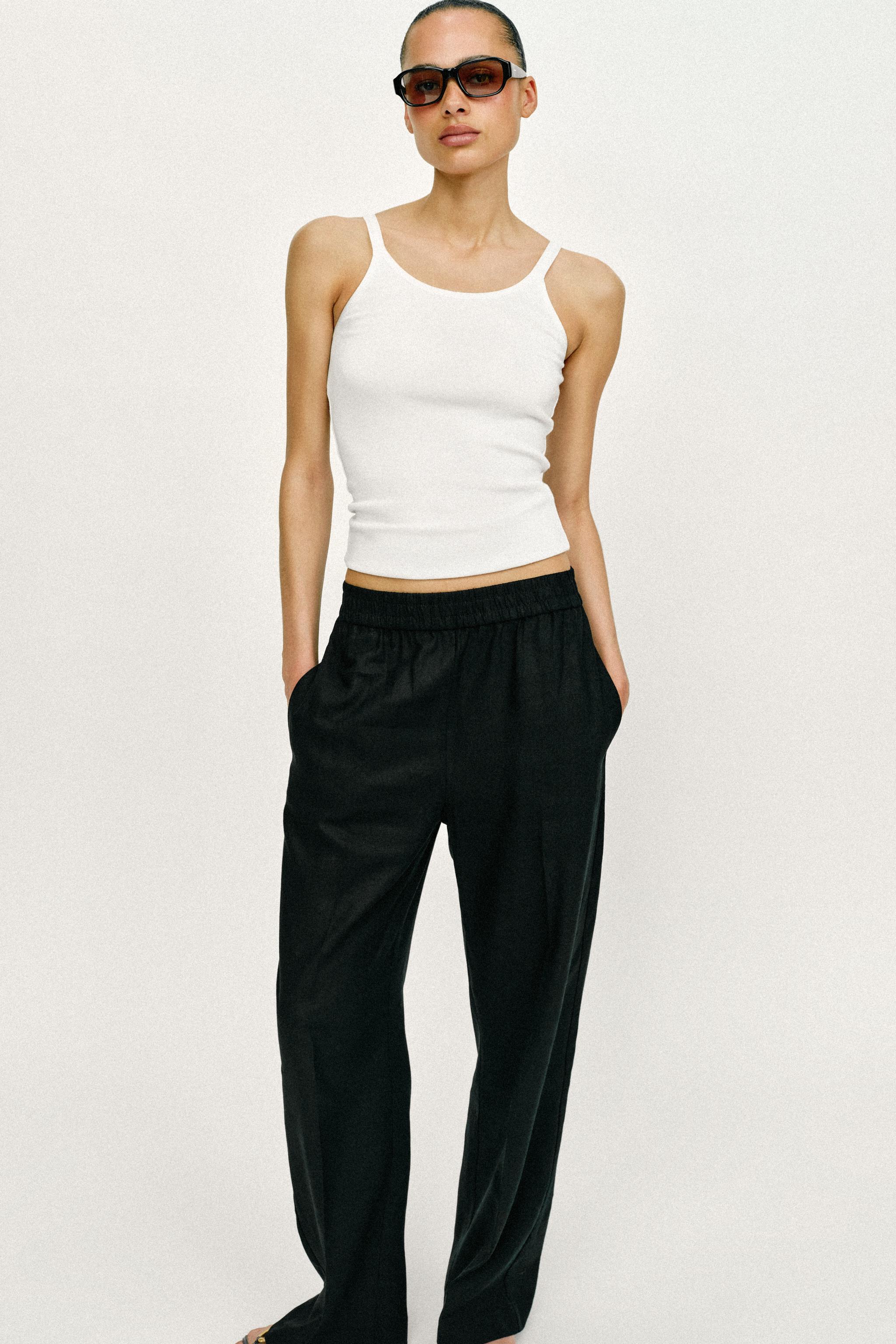LINEN STRAIGHT LEG PANTS