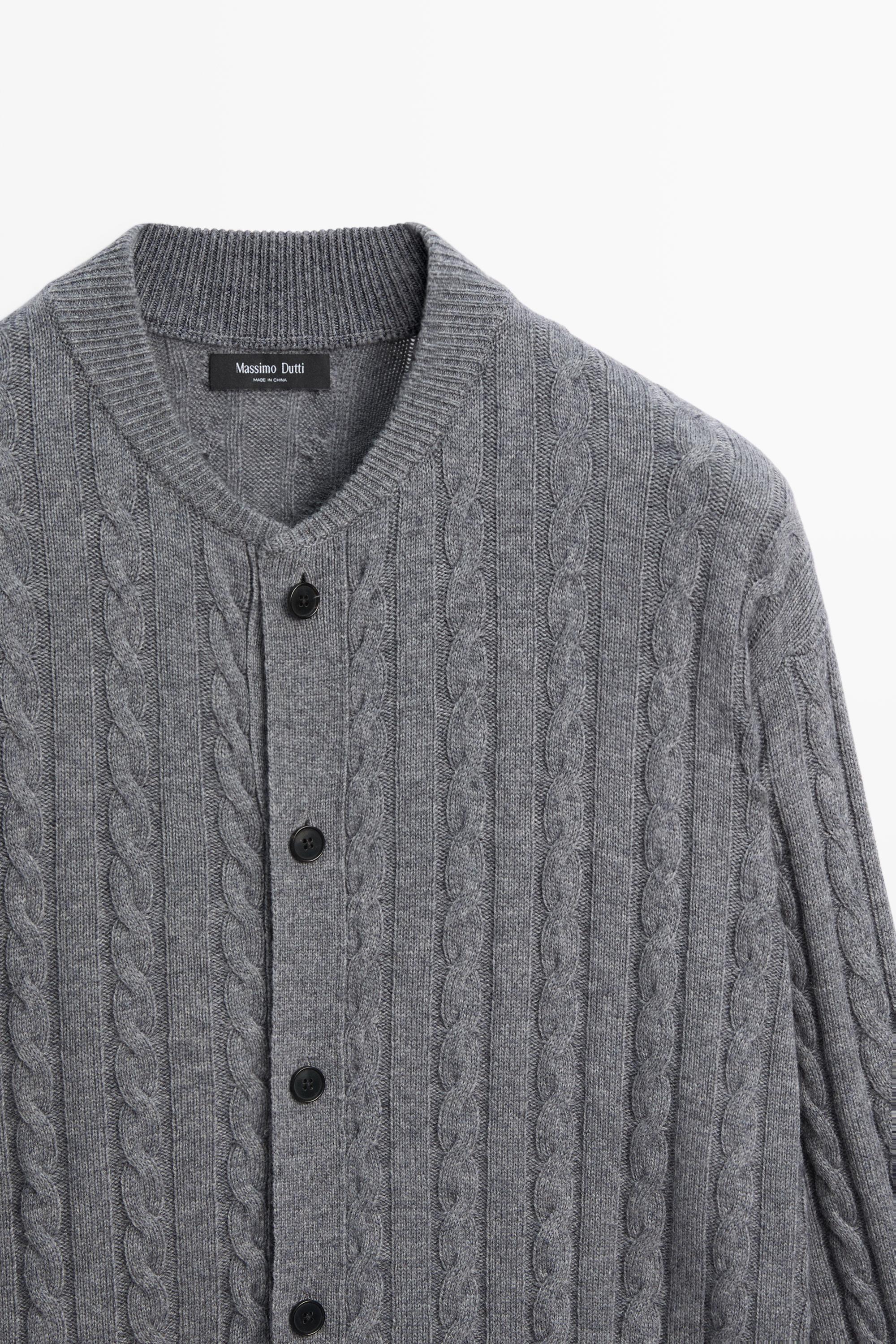 Braided knit bomber cardigan — Anthracite grey