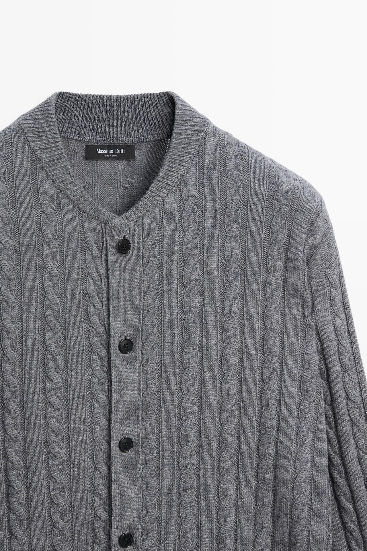 Braided knit bomber cardigan — Anthracite grey
