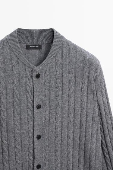 Braided knit bomber cardigan — Anthracite grey 2