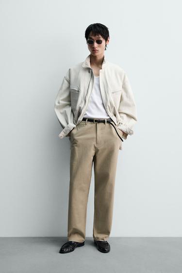 STRAIGHT-LEG CHINO TROUSERS - Beige by Zara