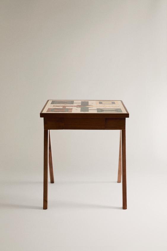 SIDE TABLE WITH MARBLE PARCHÍS BOARD - Dark brown by Zara - Image 0