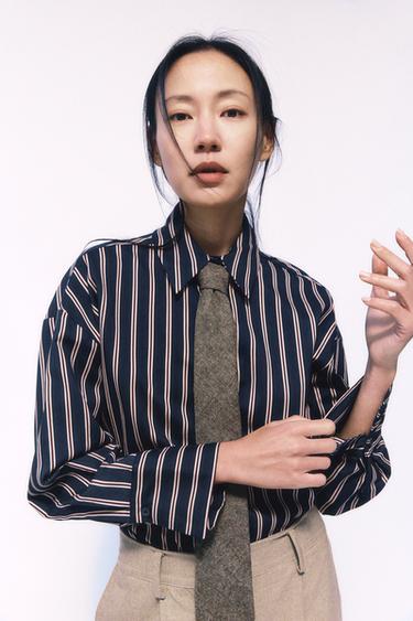 ストライプ柄シャツブルーZaraのストライプ柄シャツ - ブルー 