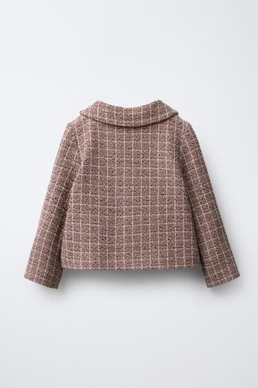 VESTE STRUCTURÉE À CARREAUX ET NŒUDS EN VELOURS - Rose pastel de Zara - Image 1