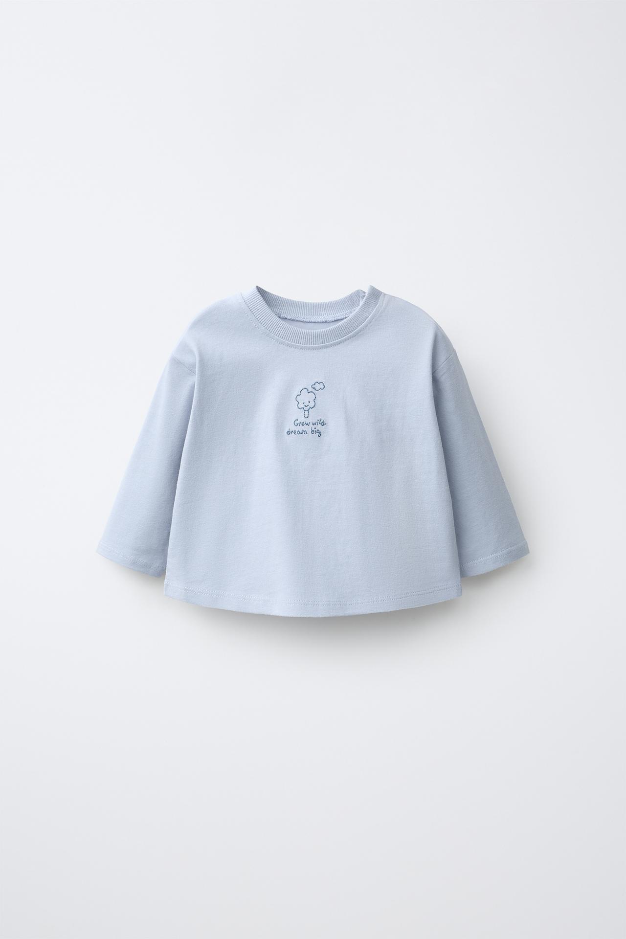 EMBROIDERED T-SHIRT — Sky blue