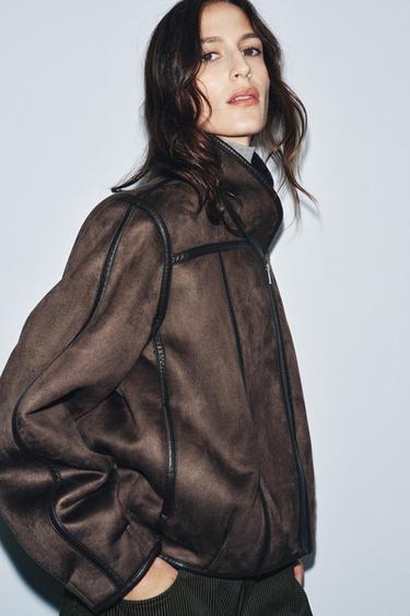 DOUBLE-FACED JACKET ZW COLLECTION - Dark brown by Zara